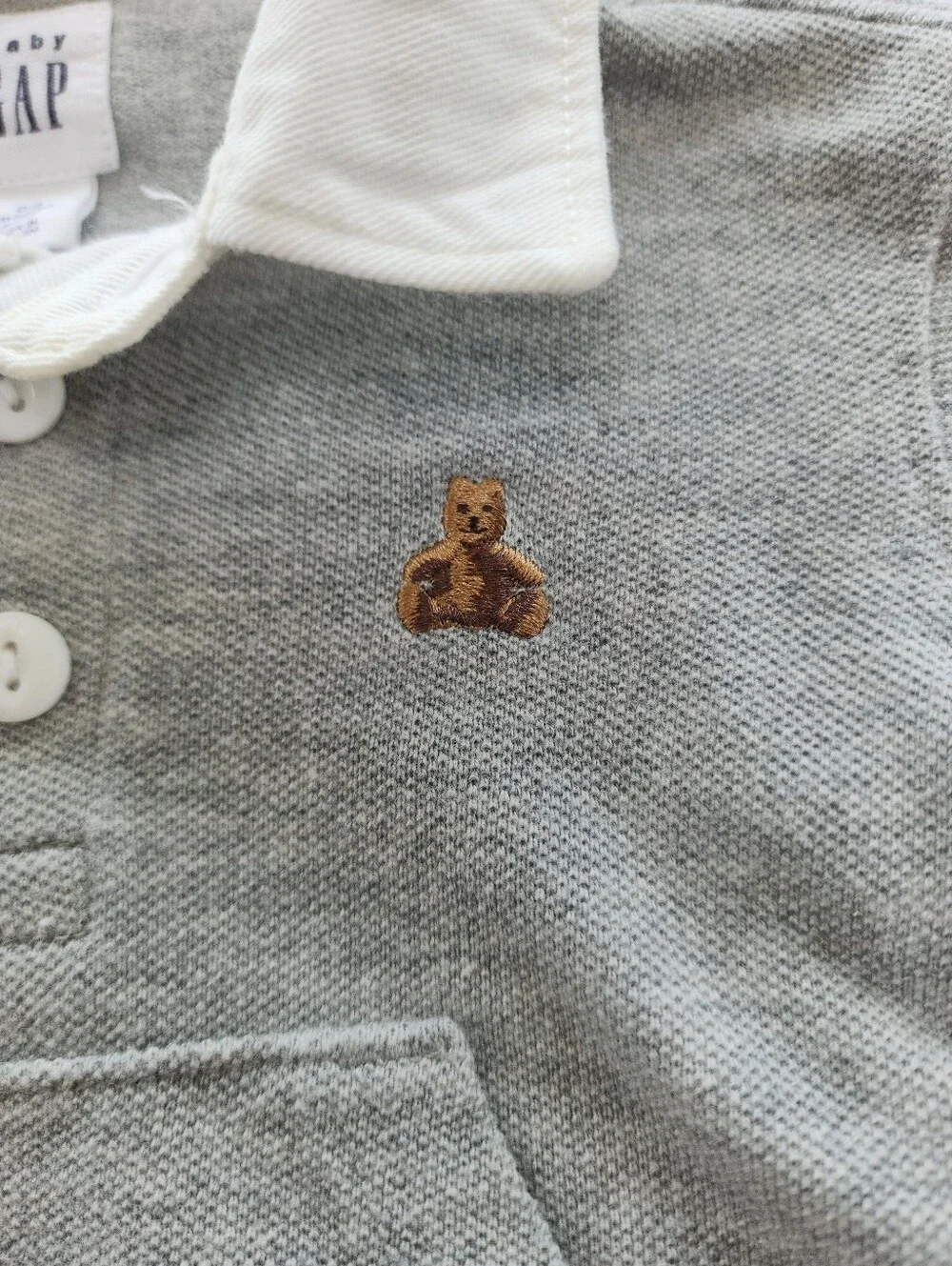 Baby GAP 2 Piece Outfit Set 0-3 Months Gray Polo Sweatshirt Jogger Pants Bear Lo